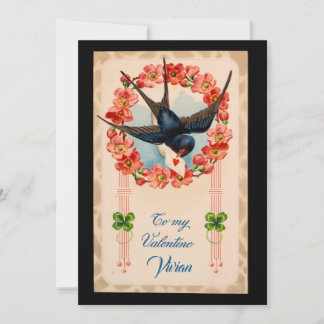 Cartes Pour Fêtes Annuelles Oiseau Vintage Pour Ma Saint-Valentin Personnalisé