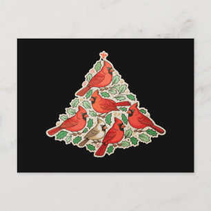 Cartes Pour Fêtes Annuelles Oiseaux cardinaux Arbre de Noël Xmas Fêtes Famille