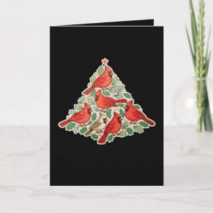 Cartes Pour Fêtes Annuelles Oiseaux cardinaux arbre de Noël Xmas vacances fami