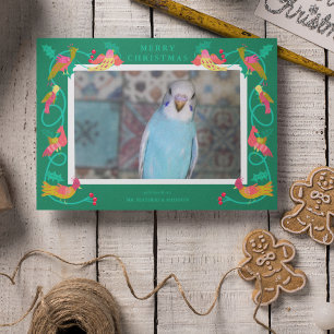 Cartes Pour Fêtes Annuelles Oiseaux d'art populaire, photo de salutation perso