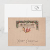 Cartes Pour Fêtes Annuelles Oiseaux de cru de Joyeux Noël (Devant / Derrière)
