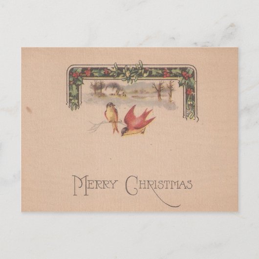 Cartes Pour Fêtes Annuelles Oiseaux de cru de Joyeux Noël (Devant)