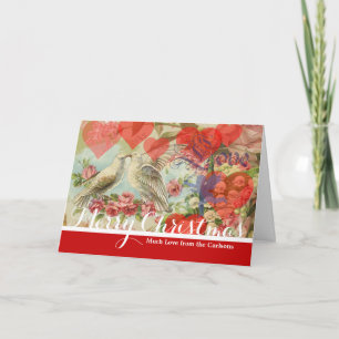 Cartes Pour Fêtes Annuelles Oiseaux de l'amour Vintage Antique Cœur