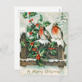 Cartes Pour Fêtes Annuelles Oiseaux de Noël (Devant / Derrière)