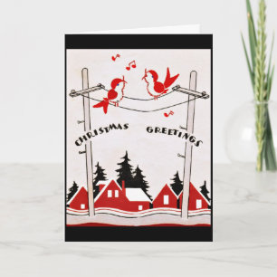 Cartes Pour Fêtes Annuelles Oiseaux de Noël d'art déco