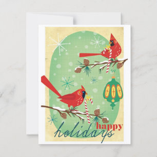 Cartes Pour Fêtes Annuelles Oiseaux de Noël rétro vintages