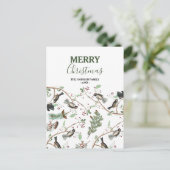 Cartes Pour Fêtes Annuelles Oiseaux de poulet Baies et Pinecones Noël (Debout devant)