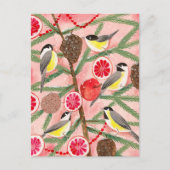 Cartes Pour Fêtes Annuelles Oiseaux de poulets arbre de Noël (Devant)