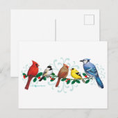 Cartes Pour Fêtes Annuelles Oiseaux de vacances (Devant / Derrière)