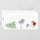 Cartes Pour Fêtes Annuelles Oiseaux de vacances (Devant / Derrière)