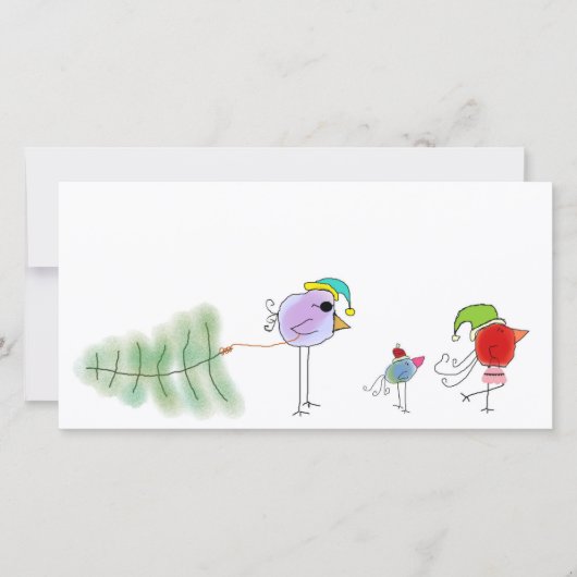 Cartes Pour Fêtes Annuelles Oiseaux de vacances (Devant)