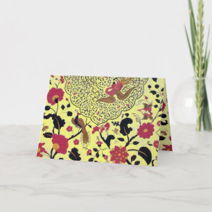 Cartes Pour Fêtes Annuelles OISEAUX DE VOL EDEN, FLEURS Rouge Noir Jaune Flora