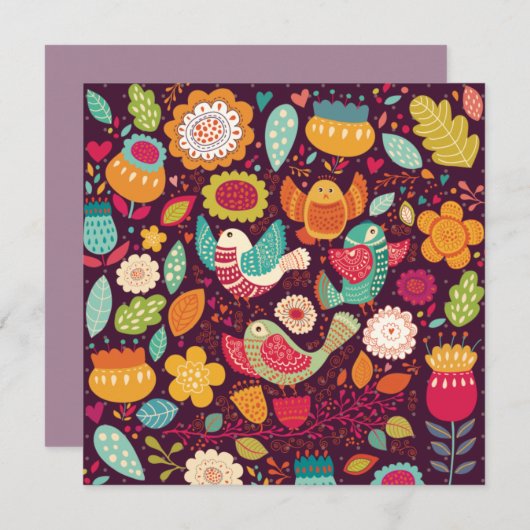 Cartes Pour Fêtes Annuelles Oiseaux décoratifs (Devant / Derrière)