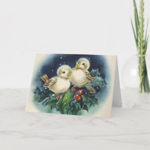 Cartes Pour Fêtes Annuelles Oiseaux d'hiver Vintages adorables, Noël