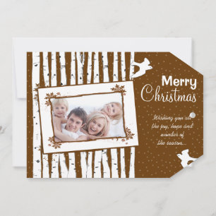 Cartes Pour Fêtes Annuelles Oiseaux forestiers et oiseaux volants Joyeux Noël