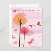 Cartes Pour Fêtes Annuelles Oiseaux Heureuses Saintes-Valentin Papillons Arbre (Devant / Derrière)