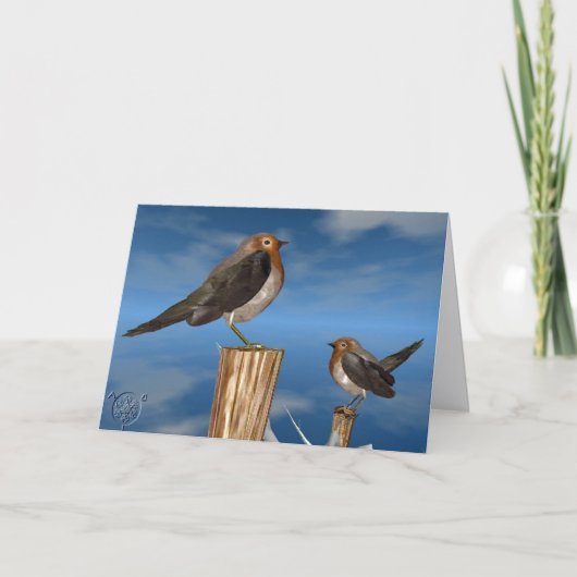 CARTES POUR FÊTES ANNUELLES OISEAUX HYPER / ROBIN BREAST ROUGE (Devant)