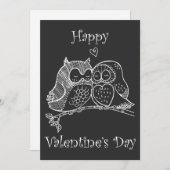 Cartes Pour Fêtes Annuelles Oiseaux mignons Aimer Chouette Couple Ligne Romanc (Devant / Derrière)