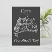 Cartes Pour Fêtes Annuelles Oiseaux mignons Aimer Chouette Couple Ligne Romanc (Debout devant)