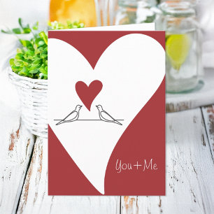 Cartes Pour Fêtes Annuelles Oiseaux modernes simples personnalisés en amour cœ