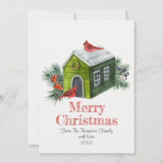 Cartes Pour Fêtes Annuelles Oiseaux Noël Cardinaux rouges Robins Aquarelle