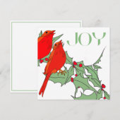 Cartes Pour Fêtes Annuelles Oiseaux rouges (Devant / Derrière)