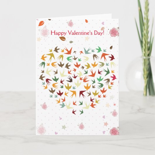 Cartes Pour Fêtes Annuelles Oiseaux volants Heureuses Saintes-Valentin Coeur c (Devant)