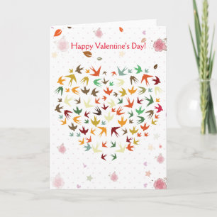 Cartes Pour Fêtes Annuelles Oiseaux volants Heureuses Saintes-Valentin Coeur c