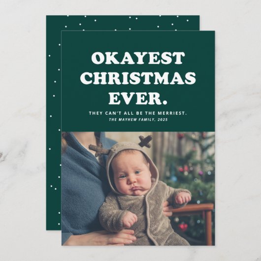 Cartes Pour Fêtes Annuelles Okayest Christmas Ever funny 2021, Vert holiday (Devant / Derrière)