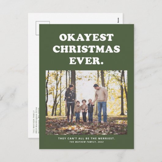 Cartes Pour Fêtes Annuelles Okayest Noël toujours drôle vert (Devant / Derrière)