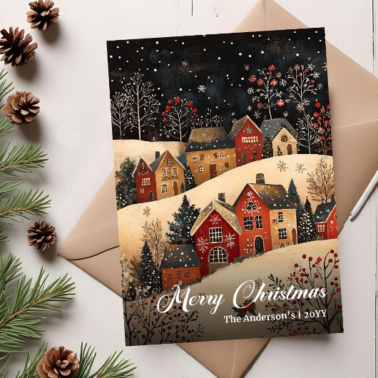Cartes Pour Fêtes Annuelles Old Fashioned Christmas Scene Editable Greeting