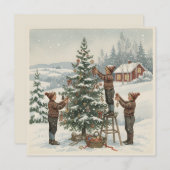 Cartes Pour Fêtes Annuelles Old-Fashioned Nordic Christmas Tree (Devant / Derrière)