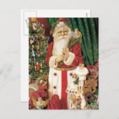 Cartes Pour Fêtes Annuelles Old Tyme Père Noël (Devant / Derrière)