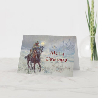 Cartes Pour Fêtes Annuelles Old West Cowboy voir Père Noël Christmas Card