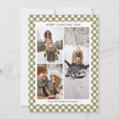 Cartes Pour Fêtes Annuelles Olive Vert En vichy Plat 3 Photo Noël (Devant)