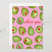 Cartes Pour Fêtes Annuelles Olive You Watercolor (Devant / Derrière)