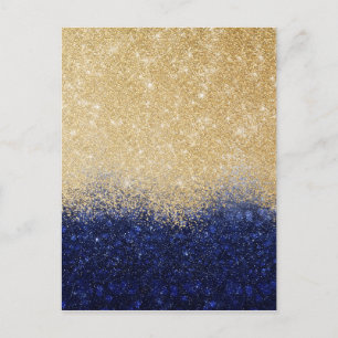 Cartes Pour Fêtes Annuelles Ombre Parties scintillant or et bleu design de lux