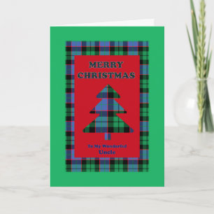 Cartes Pour Fêtes Annuelles Oncle, arbre de Noël Tartan