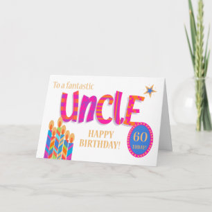 Cartes Pour Fêtes Annuelles Oncle d'âge personnalisé, bougies d'anniversaire e