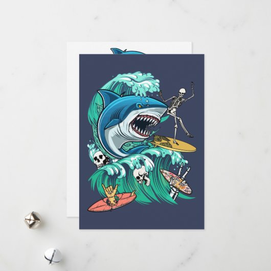 Cartes Pour Fêtes Annuelles Onde requin (Devant/Arrière en situation)