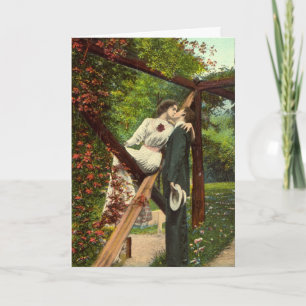 Cartes Pour Fêtes Annuelles One Kiss Romantic 1908 Vintage