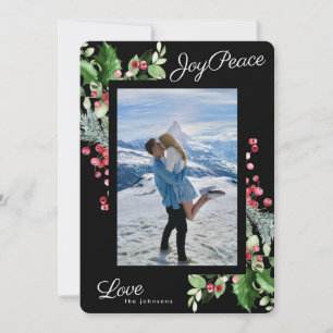 Cartes Pour Fêtes Annuelles Onyx Élégant Joie Paix Amour Noir Modifiable