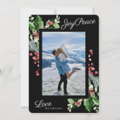 Cartes Pour Fêtes Annuelles Onyx élégant | Joy Peace Love | Black Editable (Devant)