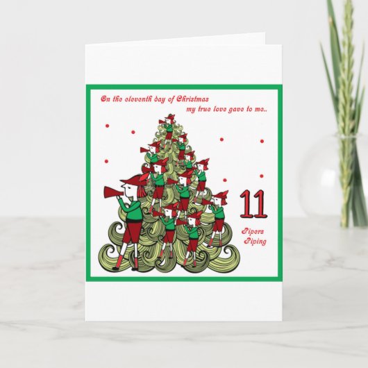 Cartes Pour Fêtes Annuelles Onzième jour de Noël (Devant)