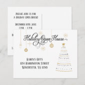 Cartes Pour Fêtes Annuelles Open House Stylisé Black and Gold| (Devant / Derrière)