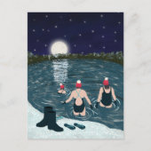 Cartes Pour Fêtes Annuelles Open water swimming in a lake with snow Christmas (Devant)