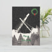 CARTES POUR FÊTES ANNUELLES OPÉRATEUR DE GRUE À PIEDS DE GRUE HIVER NEIGE NUIT (Debout devant)