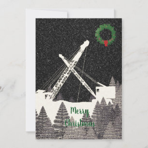 CARTES POUR FÊTES ANNUELLES OPÉRATEUR DE GRUE À PIEDS DE GRUE HIVER NUIT DE NE