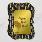 Cartes Pour Fêtes Annuelles Or classique, argent et Nouvel An noir (Devant / Derrière)