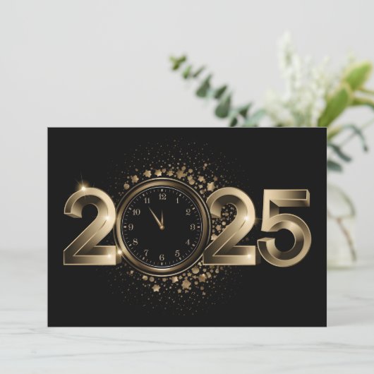 Cartes Pour Fêtes Annuelles or élégant Bonne année 2025 (Debout devant)